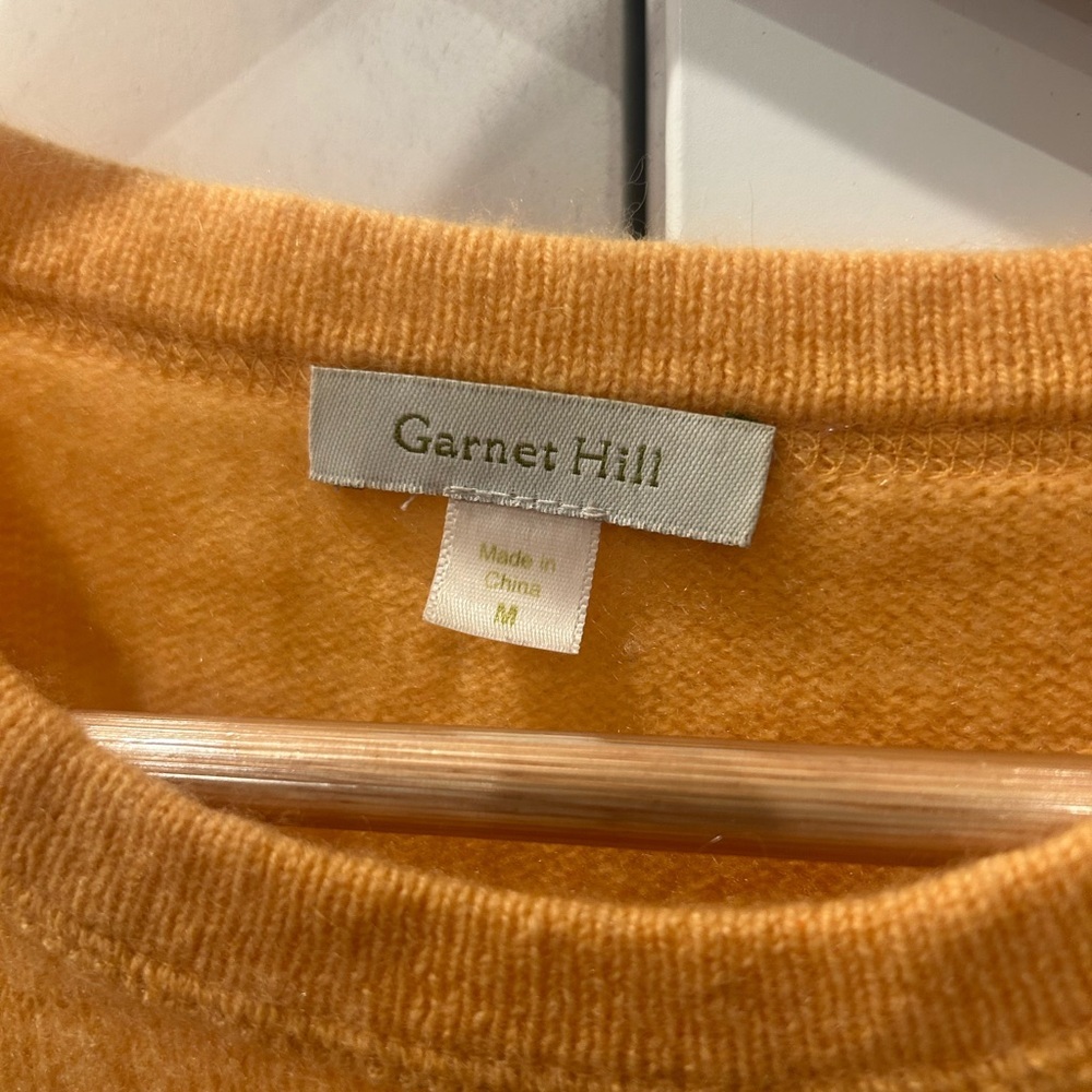 Garnet Hill Warm Orange 100% cashmere Knit Top - Picture 2 of 4